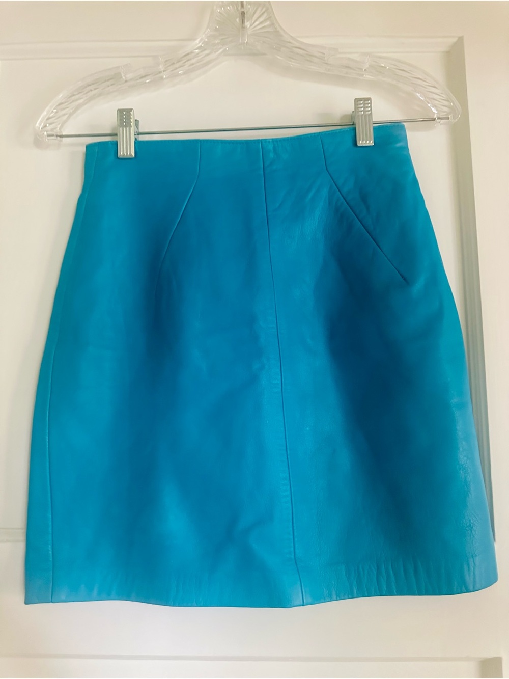 Vintage Michael Hoban Turquoise Mini Leather Skirt